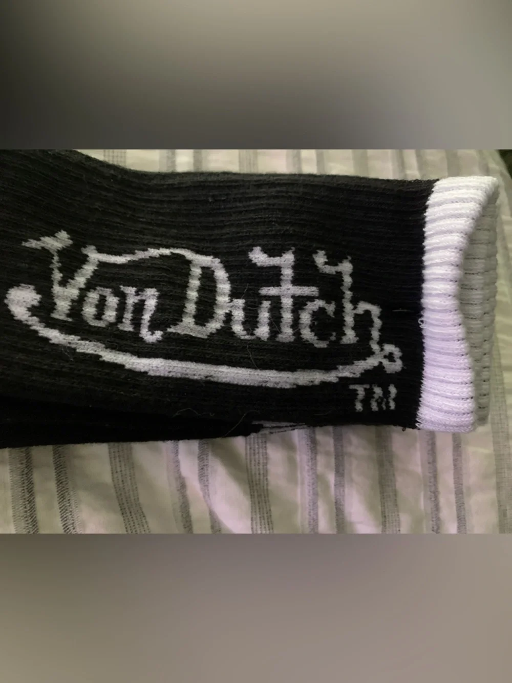 🆕- Von Dutch Black and White Crew Socks with Logo Script